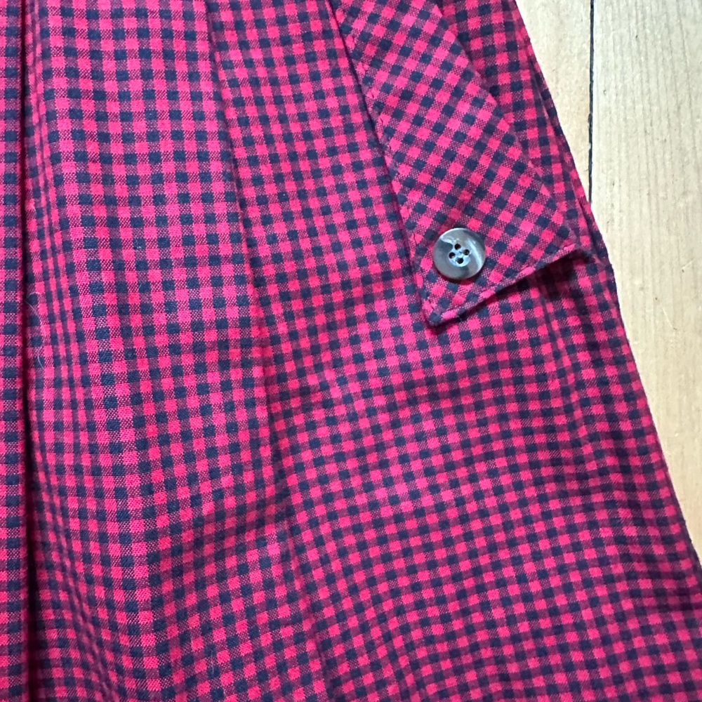 Birds of North America Accentor Red Check Pattern Dress sz4 Made in Canada - Picture 2 of 7